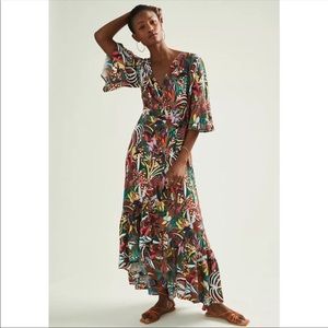 NWT Farm Rio for Anthropologie PETITE Fiesta Maxi Wrap Dress